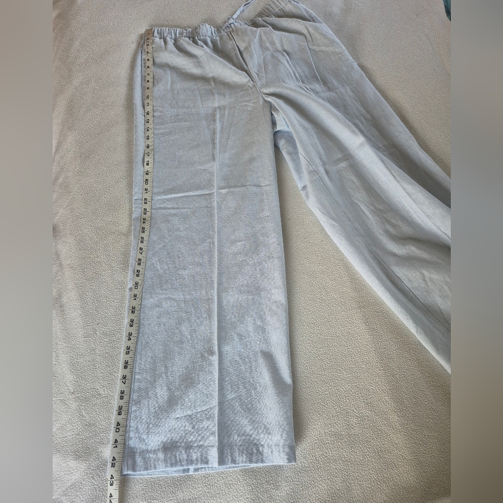 Calvin Klein Light Blue Wide-Leg Drawstring Pants, Size L - Picture 15 of 16